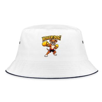 Funny Boxing Boxer Dog Design (Originaldesign) - Bucket Hat - Weiß/Navy - Vorne