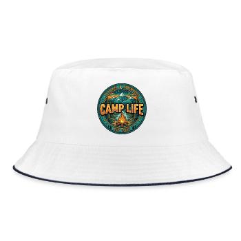 Camp Life – Camping & Outdoor Adventure Design - Bucket Hat - white/navy - Front