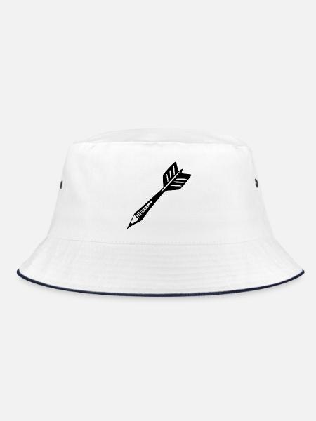 Dartpfeil Geschenk Dartspieler - Bucket Hat - Weiß/Navy