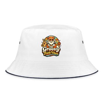 Groovy Faith Vibes Hippie Guru - Bucket Hat - Weiß/Navy - Vorne