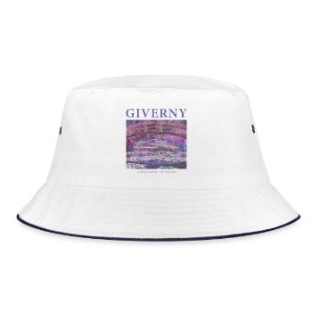 Wasserlilien Impressionismus Kunst Giverny - Bucket Hat - Weiß/Navy - Vorne