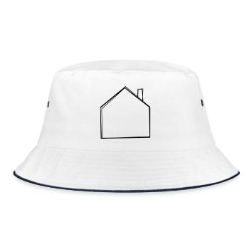 Haus handgezeichnet - Bucket Hat - Weiß/Navy - Vorne