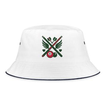 Billard Queue Fluegel Logo - Bucket Hat - Weiß/Navy - Vorne