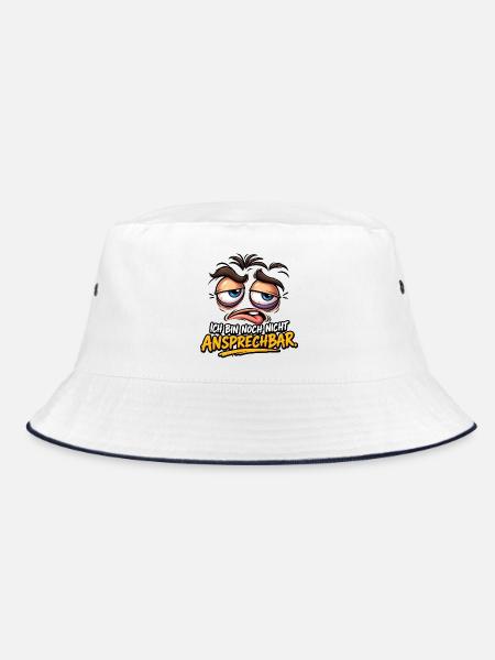 Ich bin noch nicht ansprechbar Cartoon - Bucket Hat - Weiß/Navy