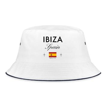 Ibiza Spanien Koordinaten Reise Souvenir - Bucket Hat - Weiß/Navy - Vorne