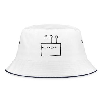 Geburtstagstorte handgezeichnet - Bucket Hat - Weiß/Navy - Vorne