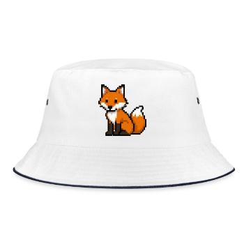 Pixel Fuchs - Bucket Hat - Weiß/Navy - Vorne