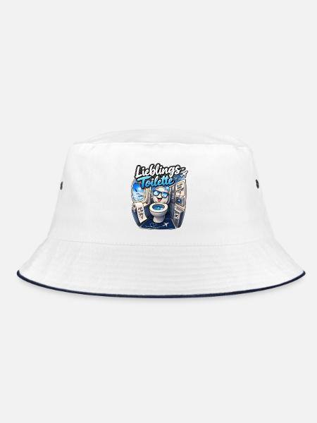 Lieblingstoilette – High in the Sky ✈️🚽 - Bucket Hat - Weiß/Navy