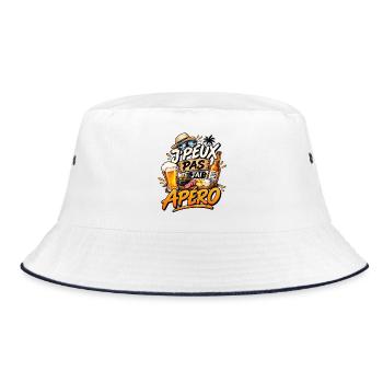 Ich kann nicht, ich habe einen Aperitif – Humor - Bucket Hat - Weiß/Navy - Vorne