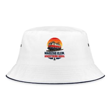 Modelleisenbahn Maßstab klein Begeisterung Groß  - Bucket Hat - Weiß/Navy - Vorne
