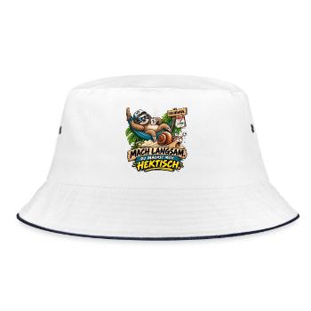 Mach langsam: Du machst mich hektisch - Bucket Hat - Weiß/Navy - Vorne