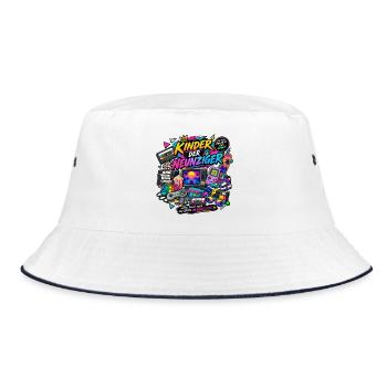 Kinder der Neunziger Retro Neon - Bucket Hat - Weiß/Navy - Vorne