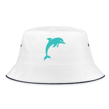 Anmutiger Delfin minimalistischer Türkis - Bucket Hat - Weiß/Navy - Vorne