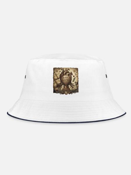 Krone und Zepter: Antike Steampunk - Bucket Hat - Weiß/Navy