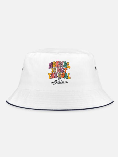 Normal Is Not The Goal – Be Authentic - Bucket Hat - Weiß/Navy