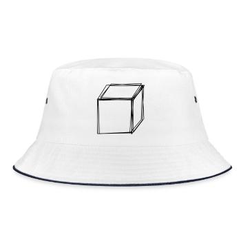 Bauklotz handgezeichnet - Bucket Hat - Weiß/Navy - Vorne