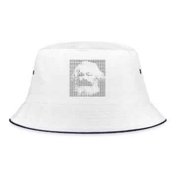 Karl Marx ASCII Porträtkunst - Bucket Hat - Weiß/Navy - Vorne