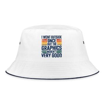 Vintage Gamer-PC game Computer zocken VR HEADSET - Bucket Hat - Weiß/Navy - Vorne