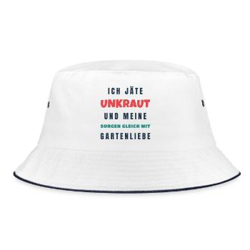 Garten Ich jäte Unkraut und meine Sorgen mit - Bucket Hat - Weiß/Navy - Vorne