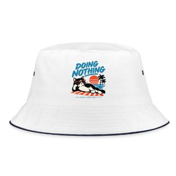 Nichts tun von Helfspawn - Bucket Hat - Weiß/Navy - Vorne