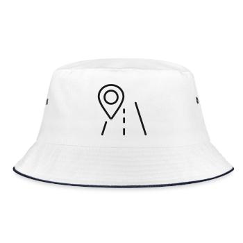 GPS-Straßennavigationslinien-Symbol - Bucket Hat - Weiß/Navy - Vorne