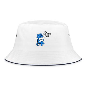 ESC MEIN LIEBLINGSSCHLÜSSEL – Chat Geek - Bucket Hat - Weiß/Navy - Vorne