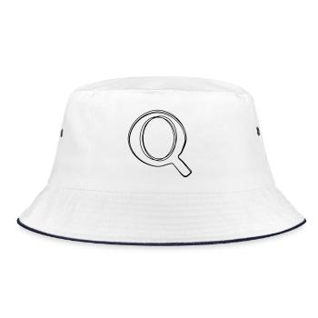 Buchstabe Q handgezeichnet - Bucket Hat - Weiß/Navy - Vorne