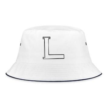 Buchstabe L handgezeichnet - Bucket Hat - Weiß/Navy - Vorne