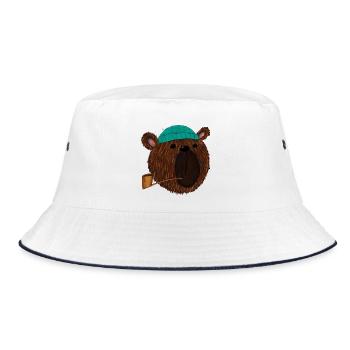 Kapitän Bär der alte Seebär - Bucket Hat - Weiß/Navy - Vorne