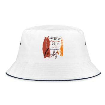 Kaffee  - Bucket Hat - Weiß/Navy - Vorne