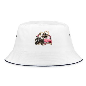 Hundemama Herzdesign - Bucket Hat - Weiß/Navy - Vorne