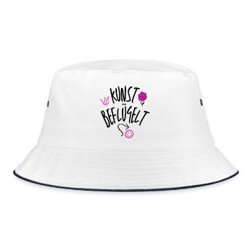 Kunst beflügelt – Pink-schwarzes Graffiti-Motiv - Bucket Hat - Weiß/Navy - Vorne