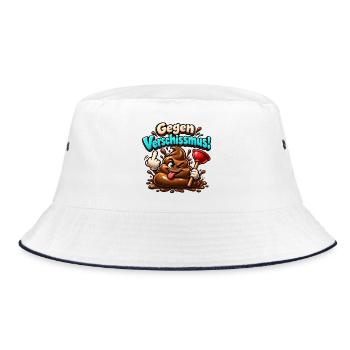 Gegen Verschissmus - braun - gegen Faschismus - Bucket Hat - Weiß/Navy - Vorne