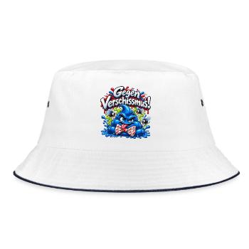 Gegen Faschismus - Verschissmus - Bucket Hat - Weiß/Navy - Vorne