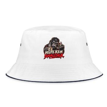 Heute kein Smalltalk – Genervter Gorilla - Bucket Hat - Weiß/Navy - Vorne
