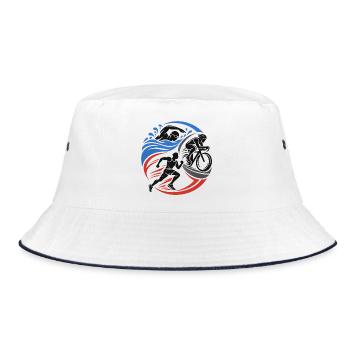 Triathlon – Schwimmen Radfahren Laufen - Bucket Hat - Weiß/Navy - Vorne