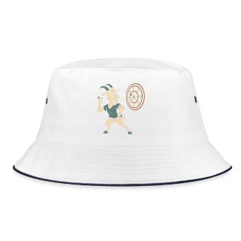 Darts Ziege Triple Zwanzig Kneipe Dartspieler - Bucket Hat - Weiß/Navy - Vorne
