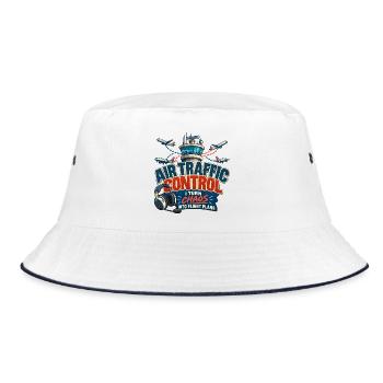 Lustiges Luftverkehrskontroll-Luftfahrtdesign - Bucket Hat - Weiß/Navy - Vorne