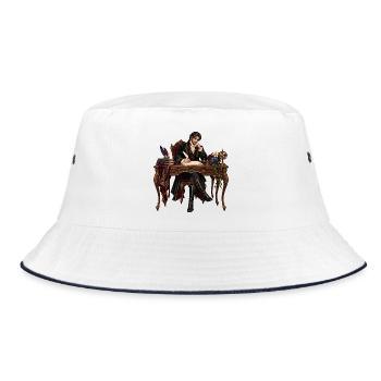 Literat am Barocktisch - Bucket Hat - Weiß/Navy - Vorne