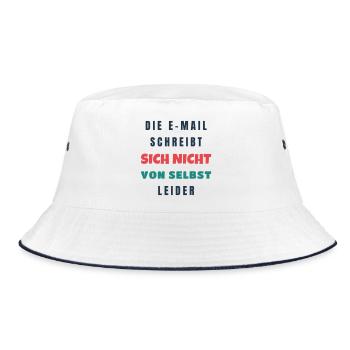 Die E-Mail schreibt sich nicht von selbst Büro - Bucket Hat - Weiß/Navy - Vorne
