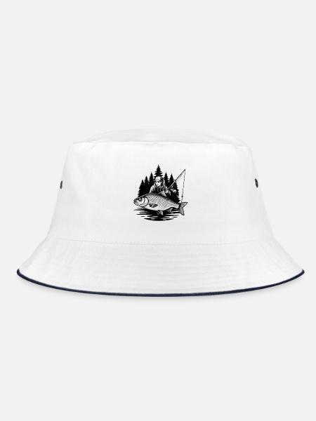 Fischerin im Wald und Roach - Bucket Hat - Weiß/Navy