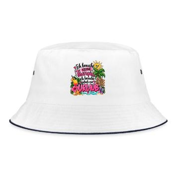 Brauche keine Therapie, brauche nur Urlaub - Bucket Hat - Weiß/Navy - Vorne
