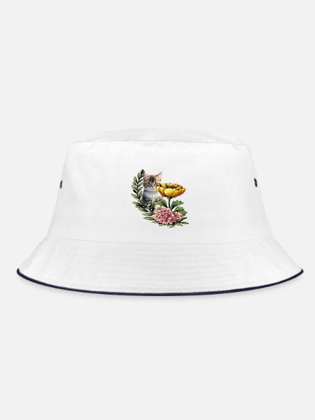 niedliche Katze - Bucket Hat - Weiß/Navy