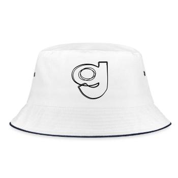 Kleinbuchstabe g handgezeichnet - Bucket Hat - Weiß/Navy - Vorne