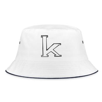 Kleinbuchstabe k handgezeichnet - Bucket Hat - Weiß/Navy - Vorne