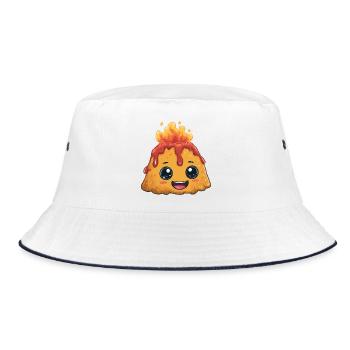 Kawaii Feuerpudding Vulkan - Bucket Hat - Weiß/Navy - Vorne