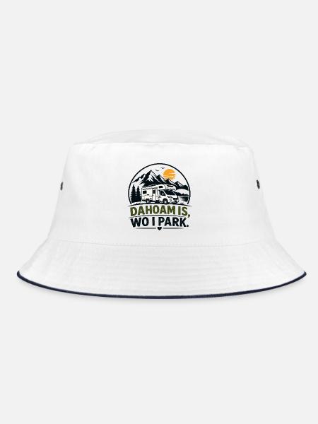 Dahoam is, wo i park, Daheim ist, wo ich parke - Bucket Hat - Weiß/Navy