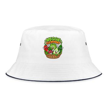 Veggie Gewinnt: Bunte Gemüsefreude - Bucket Hat - Weiß/Navy - Vorne