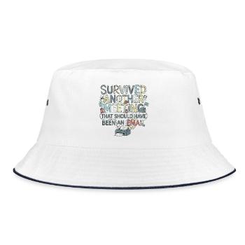 Überlebt Meeting – E-Mail hätte sein sollen - Bucket Hat - Weiß/Navy - Vorne