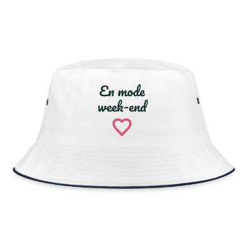 WOCHENENDE. HUMOR. LUSTIG. KOMISCH. ZITAT. HERZ - Bucket Hat - Weiß/Navy - Vorne